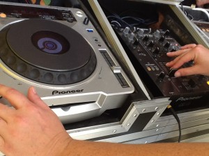 DJ Rachael spins at a tag team yoga class at Just B Yoga in 2012.