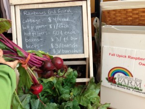 Fresh produce offered at Just B Yoga by local farmers. Why sell power bars and vitamin water?