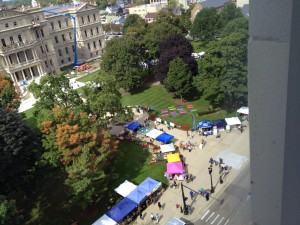 Just B Yoga mats seen from above at the Farmers Market at the Capitol last Friday.
